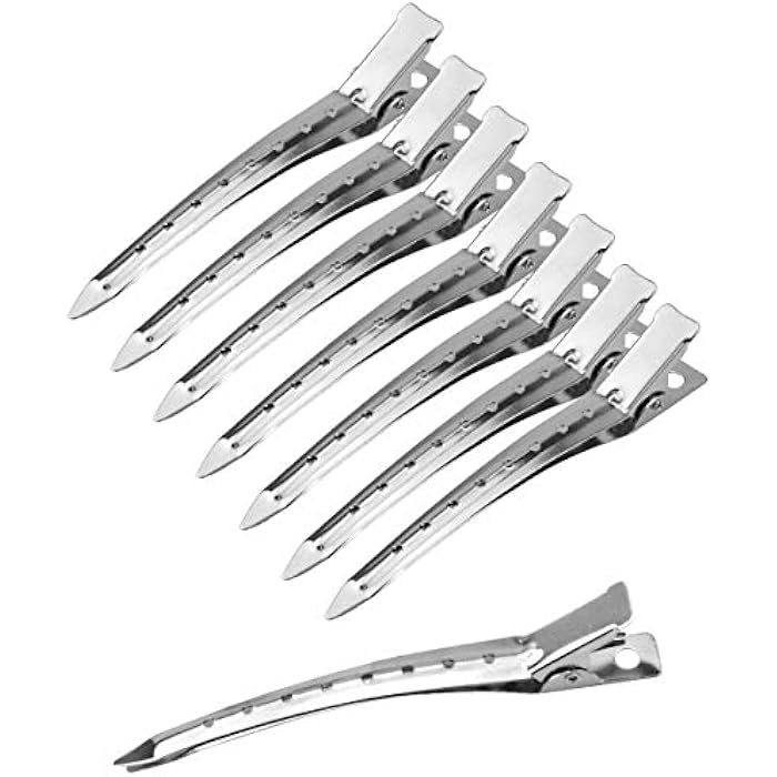 WEONE 24pcs Sectioning Clips Hairdressing, 3.5 Inches Metal Duck Bill Clips with Holes, Hair Divider Clips Curl Clips for Girls Women, Hairdresser Clip for Salon Supplies, Silver - Image 1